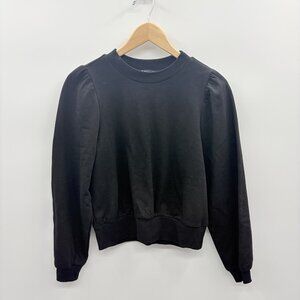 Very J Womens Size Small Long Sleeve Puff Sleeve Sweatshirt Black VT14339 1973